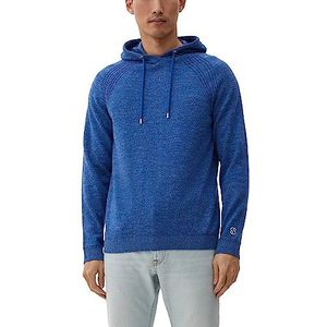 s.Oliver Gebreide hoodie voor heren met rubberen logo-detail, blauw, XL