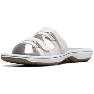 Clarks Breeze Piper Slide Sandaal voor dames, Wit, 37 EU