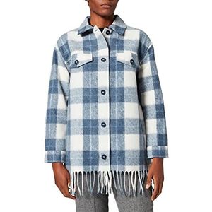 Gerry Weber Damesrok met plooidetail, rok met korte rok met patroon, lang, Crème Blauw Karo, 44