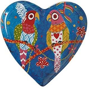 Maxwell & Williams Love Hearts Hartvormig Ontbijtbord met Regenboogmotief, Porseleinen Gebaksbordje in Geschenkverpakking, Blauw, 15,5 Centimeter