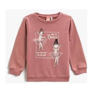 Koton Bedrukt ronde hals shirt met lange mouwen trainingsshirt voor meisjes, roze (274), 9-12 anni