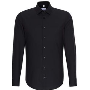 Seidensticker Heren business overhemd strijkvrij hemd met zeer smalle snit - X-Slim Fit - lange mouwen - Kent-kraag, zwart (39), 43