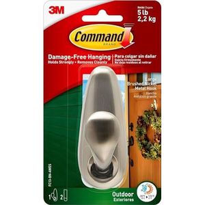 Command FC13-BN-AW-E 1 Hook 2 Strips Outdoor Forever Classic Grote Metalen Haak van Command