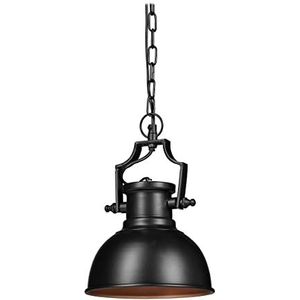 Relaxdays hanglamp industrieel, voor eetkamer, woonkamer, retro shabby look, plafondlamp modern, Ø 21 cm, zwart