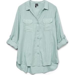 VERO MODA Dames Vmbumpy Ls Glitter Shirt WVN Ga Noos, Gray Mist, M