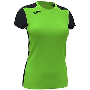 Joma 2XS T-shirt met korte mouwen Record II, uniseks, volwassenen, neongroen, zwart