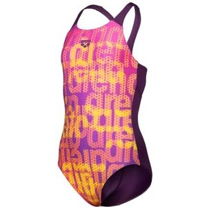 Arena Badpak voor dames en meisjes, meerdere kleuren, V-rug, eendelig, Pruim Multi-pruim, 54