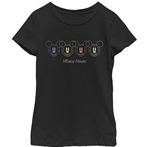 Disney Mickey Mouse Colorful Outline Logo Girls Standard T-shirt, zwart, XS, zwart, XS, zwart, XS