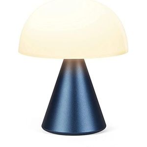 Lexon Mina M LED-bedlamp, draadloos en oplaadbaar, gepolijst aluminium, medium - donkerblauw