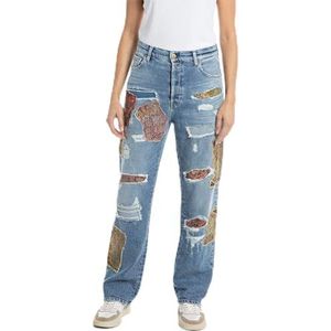 Replay Dames hoge taille ninetees fit jeans Jaylie Rose Label collectie, 010, lichtblauw, 24W x 28L