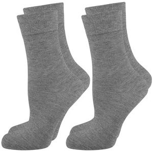 Nur Die Set van 2 comfortabele bamboesokken voor dames, zachte comfortabele boord, bamboesok, lichtgrijs., 38