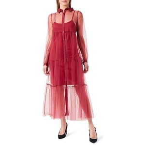 Tweek Dames midi-tule jurk, bordeaux, S