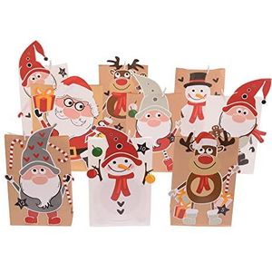 Vaessen Creative Doe-het-zelf adventskalenderset, incl. papieren zakken, stickers, wasknijpers, jutekoord, voor kerstknutselen en feestdagen, om te knutselen