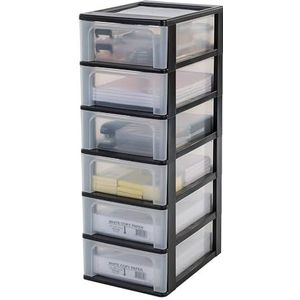 IRIS Organizer Chest ladesysteem A4 - 6 middelgrote lades - 6 x 7L - Kunststof - Zwart/Transparant