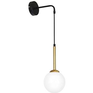 Homemania wandlamp, metaal, glas, zwart, goud, wit