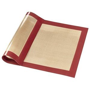 Bakmat van siliconen (herbruikbaar, als vervanging voor bakpapier, vierkant, 30 x 40) rood/bruin