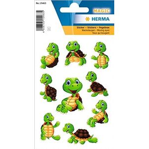 HERMA 15463 Stickers ""schildpad"" met wiebelogen, zelfklevende stickers met diermotieven voor jongens, meisjes en verjaardagen, 9 dierstickers voor kinderen