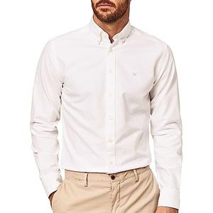 Hackett London Gewassen Oxford overhemd voor heren, Wit (wit), 3XL