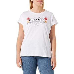 Mavi Dreamer T-shirt voor dames met print, wit, XL