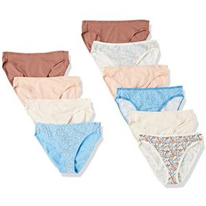 Amazon Essentials Women's Katoenen hoge onderbroek met pijpen (verkrijgbaar in grote maten), Pack of 10, Bloemig/Deftig bloemenpatroon/Stippen/Veelkleurig, 36