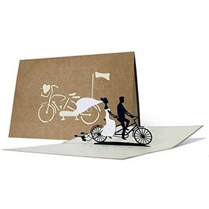 Prachtige trouwkaart van kraftpapier, trouwbandem, trouwkaart, kaart voor geliefden, uitnodigingskaart, stijlvol, elegant, hoogwaardig, net getrouwd, L17, 12 x 18 x 1 cm