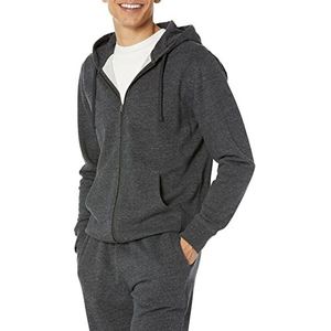 Amazon Essentials Lichtgewicht sweatshirt met lange mouwen van French Terry met volledige rits voor heren (verkrijgbaar in Big & Tall), Charcoal Heather, L