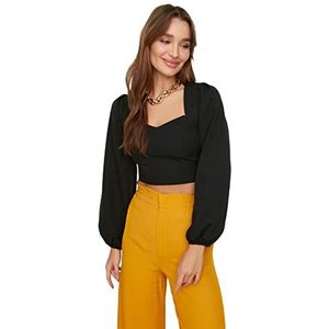 Trendyol Dames Black Crop Blouse, zwart, 42