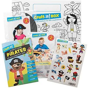 Baker Ross CBS019 Pirate Kids Arts and Crafts Pack - twee leuke creatieve kits, stickers en een activiteitenboek voor jongens en meisjes