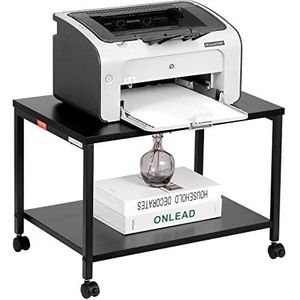 VEVOR Printerstandaard, 2-laags printerstandaard voor onder bureau, printerkar met opbergplanken voor printer, scanner, fax, thuiskantoor, CARB-gecertificeerd, zwart