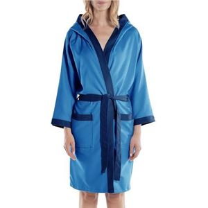 Caleffi Badjas, dames, heren, capuchon, van zachte badstof 450 g/m², wasbaar op 40 °C, droger, maat 1009912, blauw, XXXL unisex volwassenen, Blauw