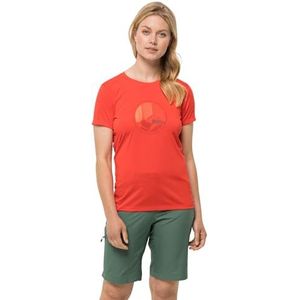 Jack Wolfskin Dames Crosstrail Grafisch T W T-shirt met korte mouwen, Tango Oranje, XL, Tango Oranje, XL