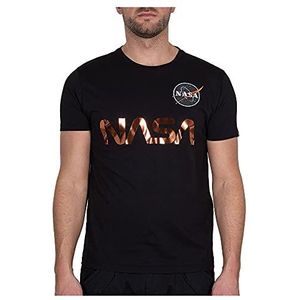 ALPHA INDUSTRIES NASA Reflective T sweatshirt, zwart/koper, XS unisex volwassenen, zwart/koper, XS