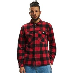 Brandit Jeff Fleece Shirt met lange mouwen voor heren, rood/zwart, XL
