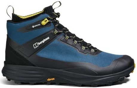 Berghaus Heren Vc22 Multisport Mid Walking Wandellaarzen | Duurzaam | Waterdicht | Ademend | Gore Tex | Vibram, 6.5 UK, Jet Black Hale Navy Corn Husk, 44.5 EU