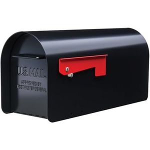 Architectural Mailboxes Ironside Gegalvaniseerd Staal Post-Mount Brievenbus, MB801BAM, Zwart