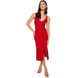 Trendyol Dames Bodycon Regular fit geweven jurk, rood, 42, Rood, 40