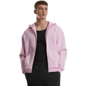 Urban Classics Capuchontrui voor heren, pluizige hoodie met ritssluiting, oversized pasvorm, softpink, S