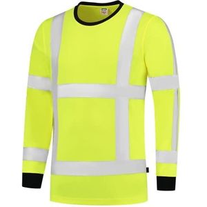Tricorp 103002 Safety EN ISO 20471 Birdseye T-shirt met lange mouwen, 50% polyester/50% polyester, CoolDry, 180g/m², fluorgeel, maat 4XL