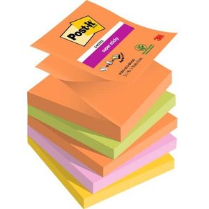 Post-it Super Sticky Z-Notes, Boost Colour Collection, 76 mm x 76 mm, 90 vellen/pad, 5 pads/verpakking