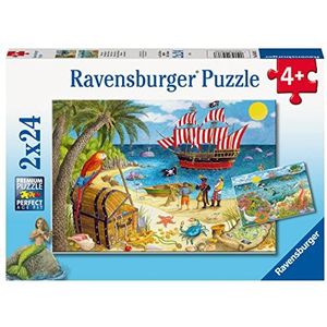 Ravensburger - Puzzel piraten en zeemeerminnen, collectie 2 x 24, 2 puzzels met 24 stukjes, puzzel voor kinderen, aanbevolen leeftijd: vanaf 4 jaar