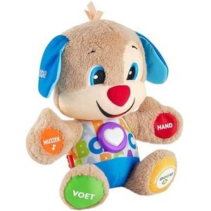 FISHER-PRICE Leerplezier Hondje - knuffelzacht leerplezier vriendje, reageert op aanraking, met 100+ eenvoudige woorden en Smart Stages technologie, spreekt Duits, vanaf 6 maanden, FPM60