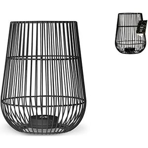H&h lanterna metallo nero, 19cm, con 30 luci led.