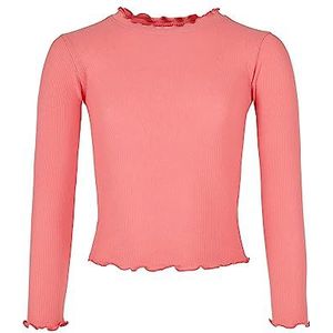 Urban Classics Meisjes T-shirt Girls Short Rib Longsleeve, lange mouwen, slim fit met golvende zomen, verkrijgbaar in 3 kleuren, maten 110/116-158/164, Palepink., 134 cm