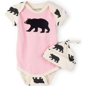 Hatley Baby-meisjes bodysuit en cap pyjama voor kleine kinderen, Berry slapen - roze, 18-24 Maanden