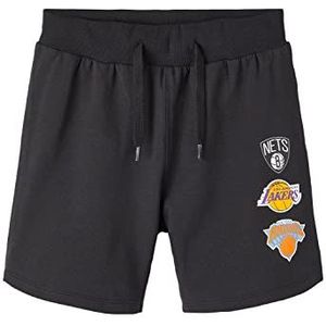 NAME IT Jongens NKMANSER NBA Long SWE UNB OUS Shorts, Black, 122, zwart, 122 cm