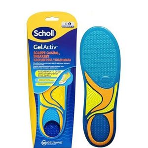 Scholl GelActiv inlegzolen voor vrijetijdsschoenen en sneakers, inlegzolen van traagschuim met GelWave dempingstechnologie, comfort voor mensen die altijd onderweg zijn, maat L