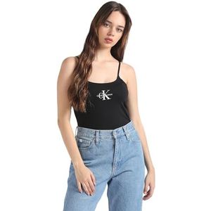 Calvin Klein Jeans Dames Monologo Strappy Tank Top S/S Knit, zwart., XXS