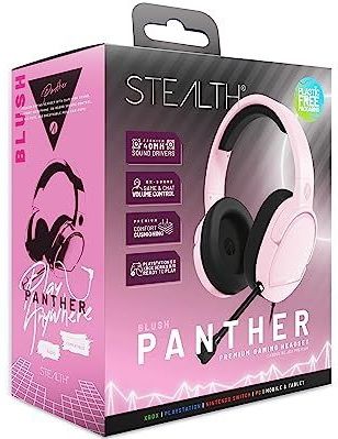 STEALTH PANTHER Blush - Over Ear Gaming Headset PS4/PS5, XBOX, Switch, PC met flexibele microfoon, 3,5 mm aansluiting, 1,5 m kabel, lichtgewicht, comfortabel en duurzaam