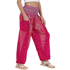 LOFBAZ Harembroek voor Vrouwen Yoga Boho Hippie Kleding Dames Palazzo Bohemien Pyjama Strand Indiase Zigeuner Genie Kleding Pauw 1 Roze L