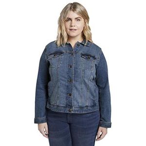 TOM TAILOR Dames Plussize jeansjack in washed-look 1016629, 10110 - Blue Denim, 48 Grote maten